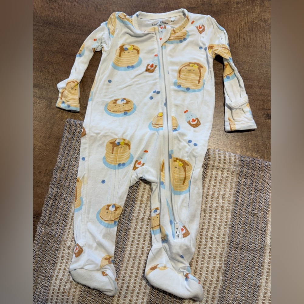 Angel Dear Pancake Print Kids Footie bamboo